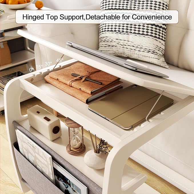 AQIMUELE Rolling Side Table, C Shaped End Table, C Table