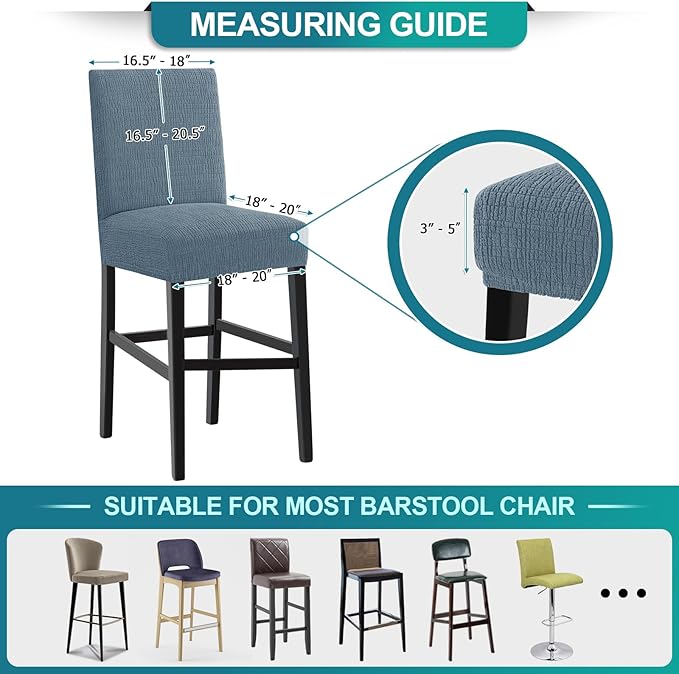 Turquoize 100% Waterproof Bar Stool Cover Stretch Washable Barstool Seat Covers