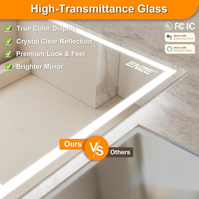 ENZE 28"x 48" Smart Lighted Bathroom Mirror