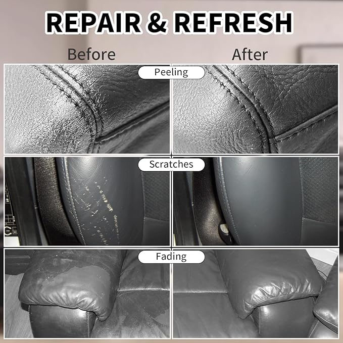 Leather Recoloring Balm, 8.5oz Leather Color Restorer, Dark Gray Leather Repair