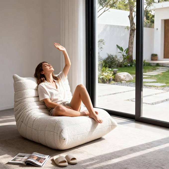 Giant Bean Bag Chair for Adults, Comfy Chair for Bedroom, Memory Foam Chair