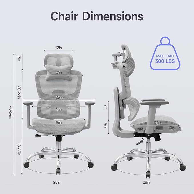 Ergonomic Office Chair with 3D Headrest, Computer Chair with Adjustable