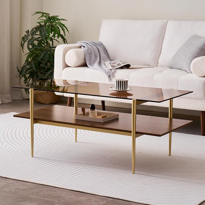 LumFurn Rectangle Coffee Table, Mid-Century Modern Design, L41 W21 x H17