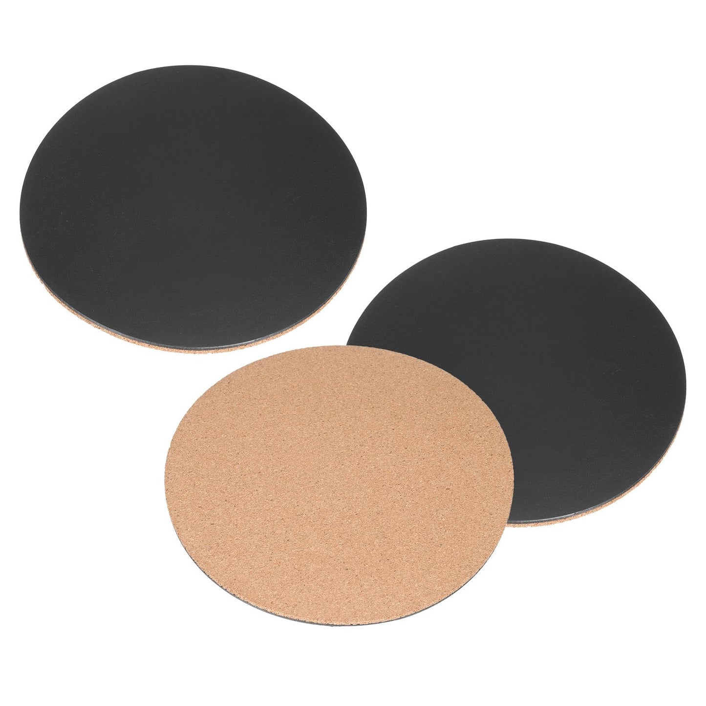 uxcell 3Pcs Cork Plant Coasters 8 x 8 x 0.2 Plant Mats Cork Coasters for Plants, Plant Coasters for House Indoors, Pot Mats for DIY Craft Project (Round, Black)