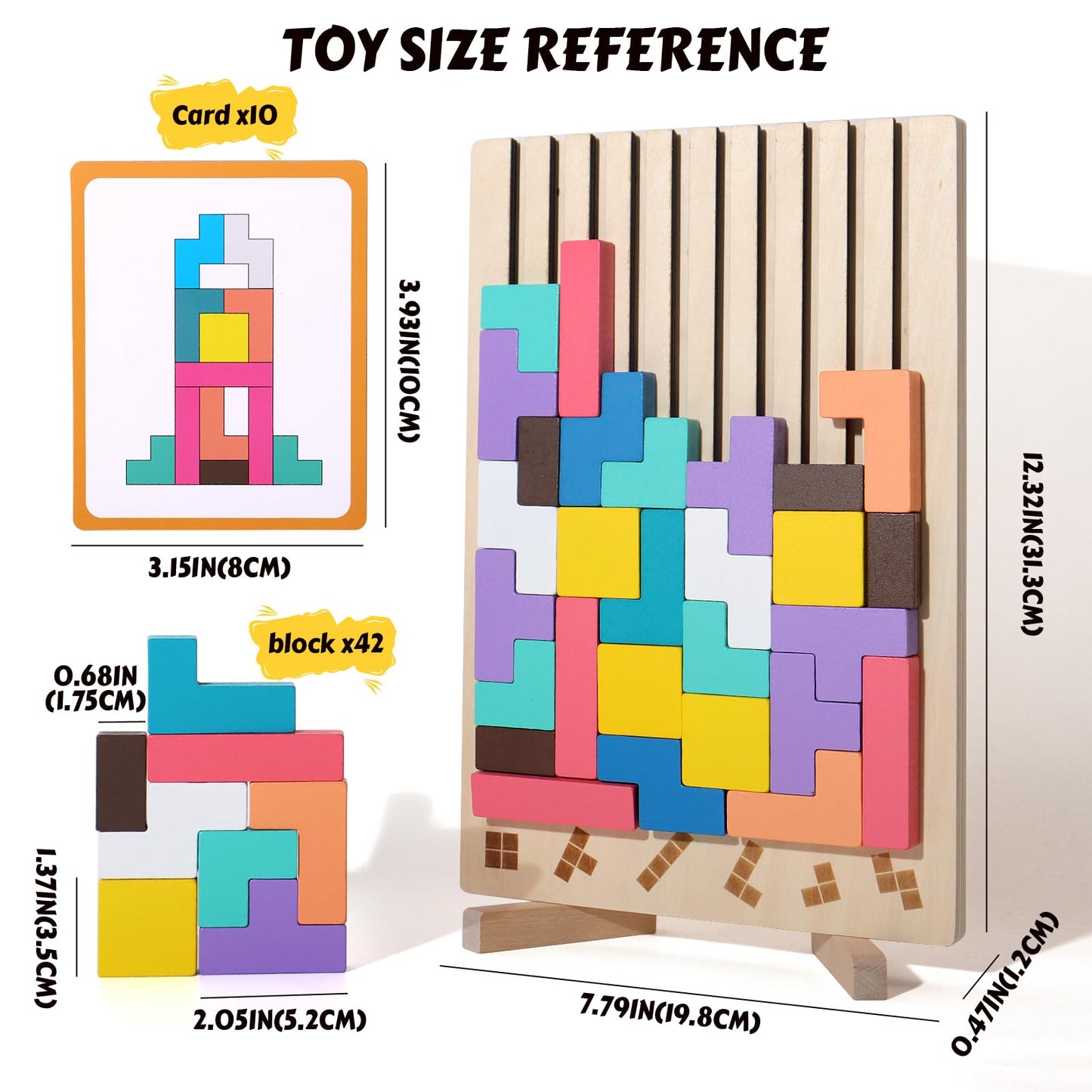 Wooden Russian Blocks Puzzle Brain Teasers Toy Tangram Jigsaw Puzzle Intelligence Colorful 3D STEM Montessori Educational Gift for Boys and Girls,Board Game Educational Toys for Toddlers 3-6 Years