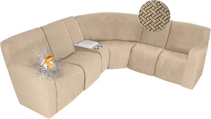 ALIECOM 100% Waterproof Recliner Sectional Couch Covers L Shape Stretch Corner