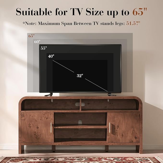 Entertainment Center for Living Room, Curved TV Stand
