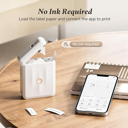 NIIMBOT Label Maker Machine Bluetooth Label Printer for School Home Office Organization, Wireless Mini Labeler D110 Upgraded Version, Label Machine with 3 Labels, White