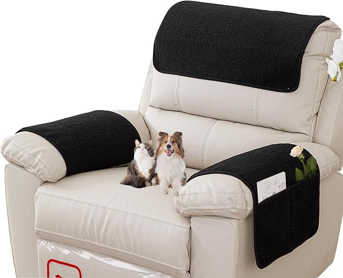 Armrest Covers - Arm Chair Covers Set of 3 Recliner Chair Covers,