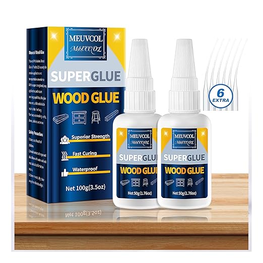 Meuvcol Extra Strong Wood Glue, 100g Fast Drying Clear Wood Adhesive