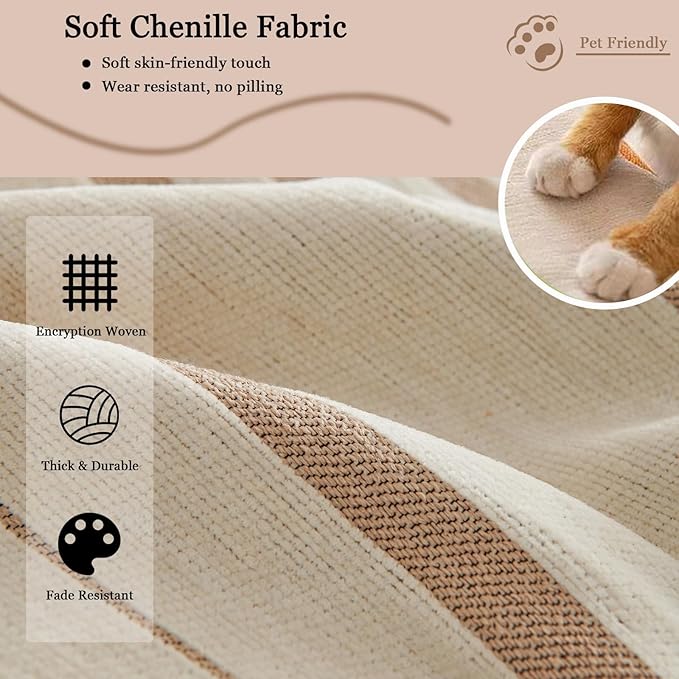 DREAMINGO Couch Cover Reversible Chenille 3 Seat Sofa Covers