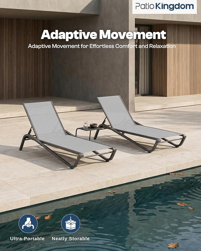 Adjustable Patio Chaise Lounge Chair, Outdoor Pool Lounger