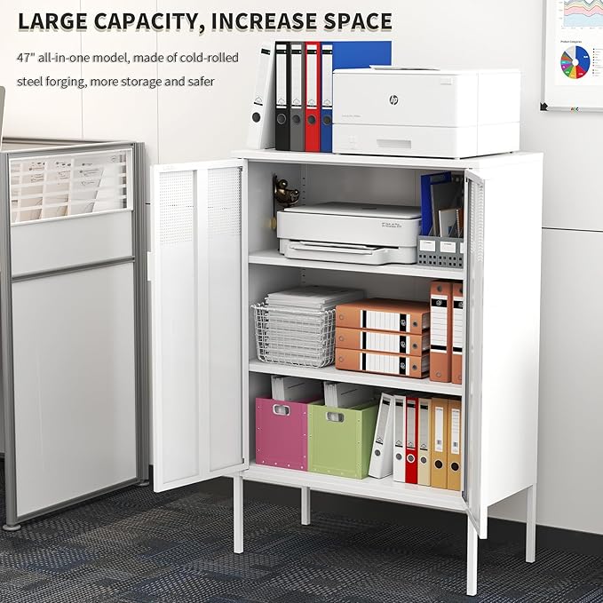 White Metal Storage Cabinet