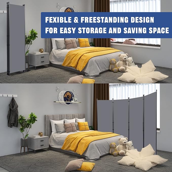 Room Divider 6FT Portable Room Dividers and Folding Privacy Screens, 4 Panel