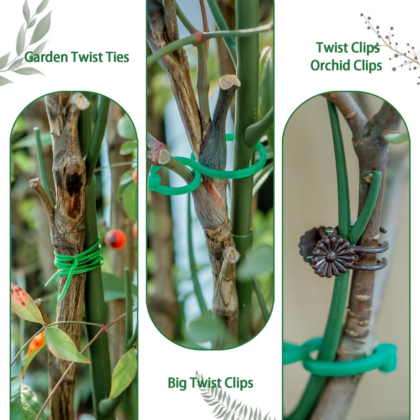 Kutoda 6-Pack Twig Plant Support Stakes Set with Blending Design, 28.8-Inch Towers for Indoor/Outdoor Plants