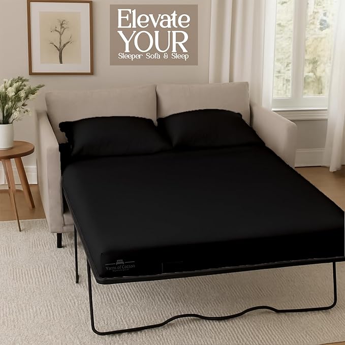 Sleeper Sofa Bed Sheet, 100% Cotton 400 Thread Count, 4 Piece Set, Deep Pocket