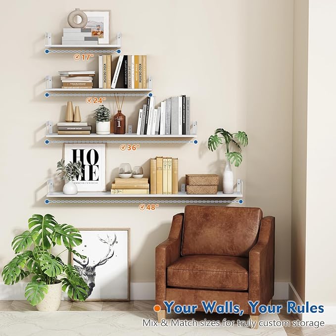 Harwaya White Wall Bookshelf for Kids Room, Small Floating Book Shelf for Teen