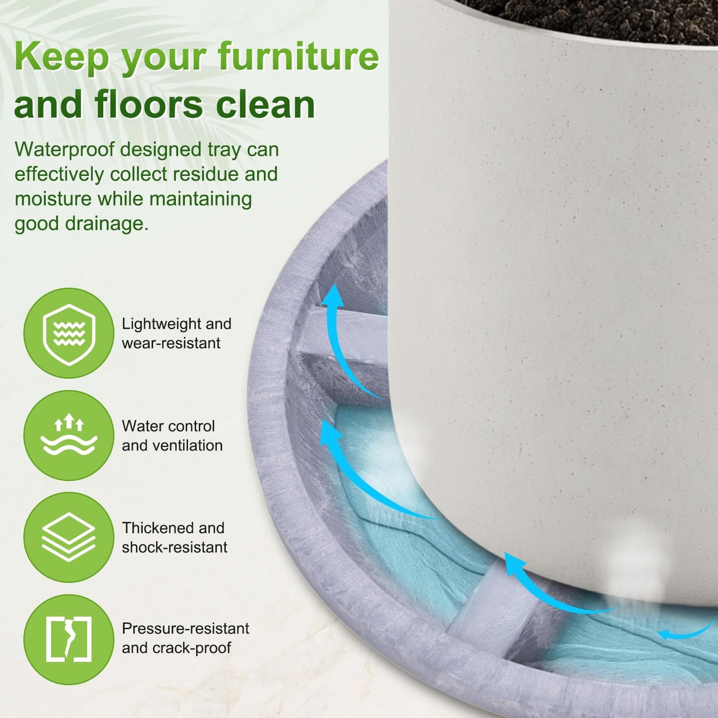 M METERXITY 2-Pack Plant Saucer, 6.3 Inch/16 cm Plastic Plant Trays Thicker for Pots/Indoor/Outdoor/Water Drainage and Protection, Flowerpot Drip Tray [Purple Veins]