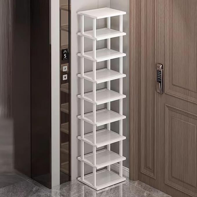 SAN HE Bamboo Shoe Rack 5Tier- Vertical White Shoe Rack