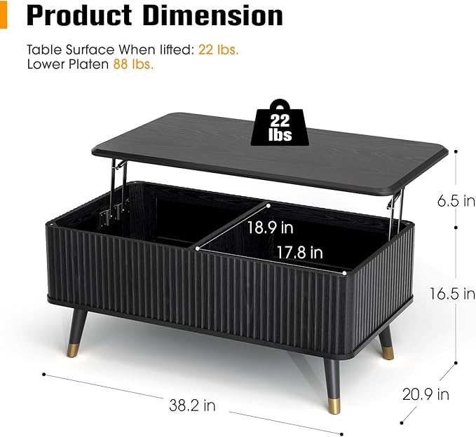 JOINICE Lift Top Coffee Table