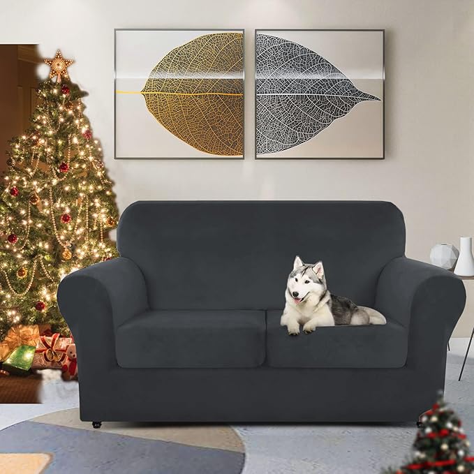 ZNSAYOTX Luxury Velvet Sofa Cover 3 Piece Stretch Loveseat Covers