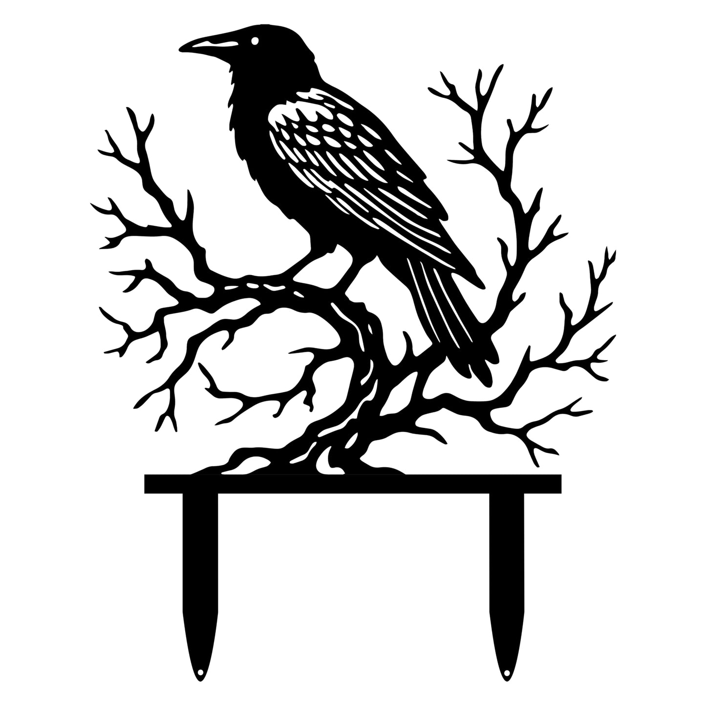 Aucizb Crow Tree Branch Metal Garden Stake Decor-Bird Silhouette Statue Yard Art for Patio,Outside,Lawn,Park,Farmhouse, Halloween Unique Gift (Black)