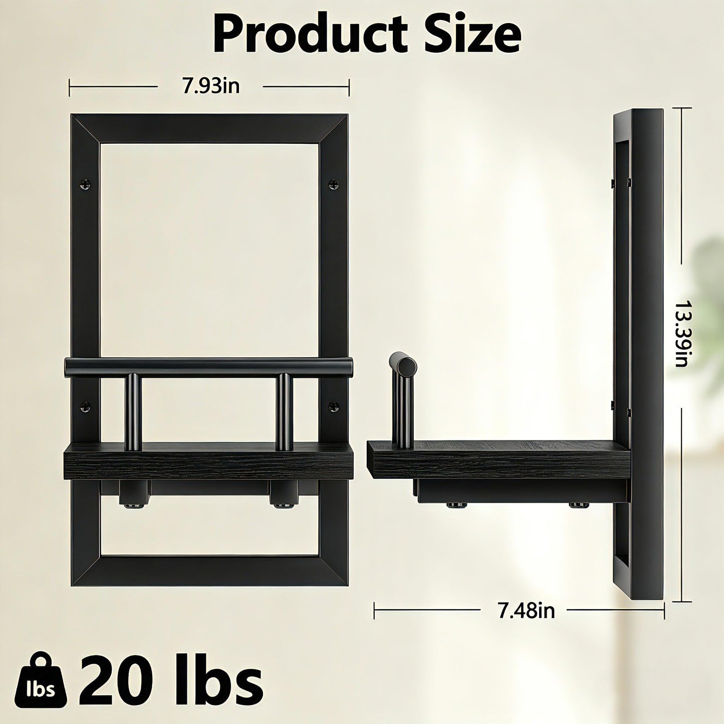 Sbosbo Floating Shelves for Wall, Plant Shelf Indoor, Wall Planters for Indoor Floating Plant Shelves for Bedroom, Living Room, Kitchen, Office, Bathroom Decor (Black, 2 Pack)