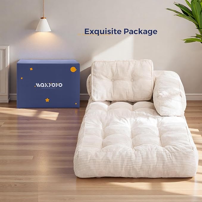 MAXYOYO Folding Sofa Bed, L-Shaped Convertible Sofa Foldable Sleeper Couch