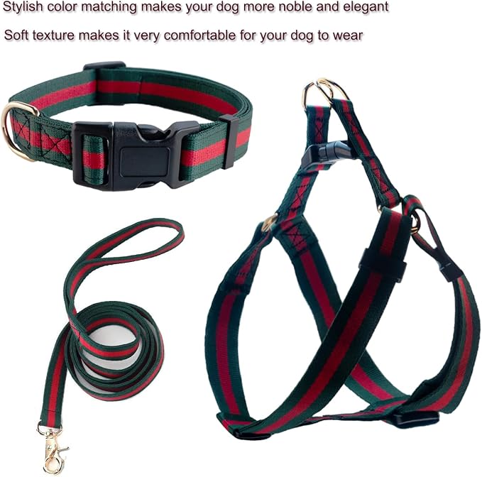 Premium and Stylish Dog Collar Harness and Leash,Soft Comfortable，Chest Adjustable Pet Harness,Luxury Fashion Dog Harness Leashes Set Gift for Big Dogs