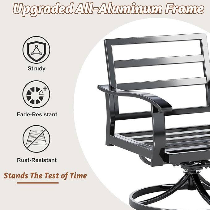 HOMREST Patio Furniture Sets 4 PCS Outdoor Metal Conversation Sets, 360 Degree