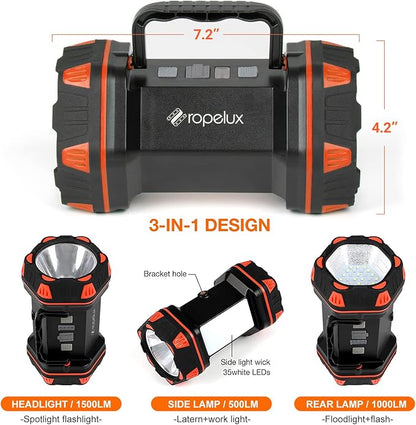 Led Camping Lantern Rechargeable, Camping Lights 1500lm, 8 Light Modes, Emergency Flashlights For Emergencies, Portable Light 12h Standby, Battery Powered Lantern For Power Outages, Hurricane, Hiking.