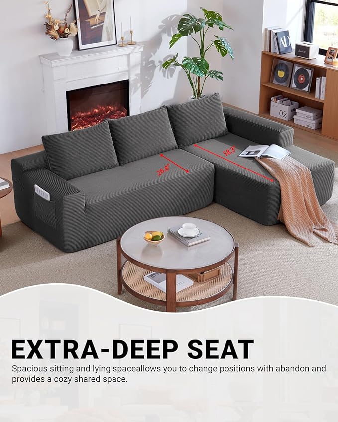 97" Cloud Sectional Couch, Modern Modular Sectional Sofa