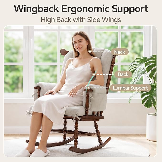 BALAPET Wingback Rocking Chair Cushion Set of 4, Ergonomic High Back Cushion
