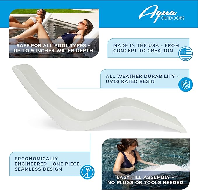 Aqua Outdoors - in-Pool Chaise Lounger - Inside Pool & Sun Shelf Lounge Chair -
