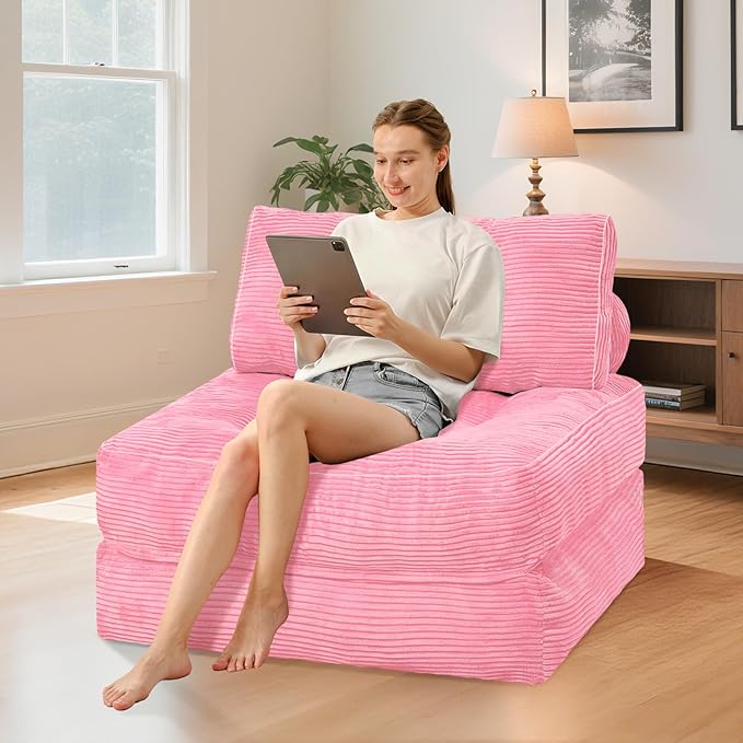 HABUTWAY Folding Sofa Bed, Convertible Sleeper Chair Bed w/Dual-Pillow & Handle
