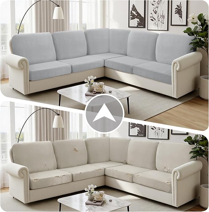 Arfntevss Velvet Corner Sectional Couch Covers Slipcovers L Shape Couch Cushion
