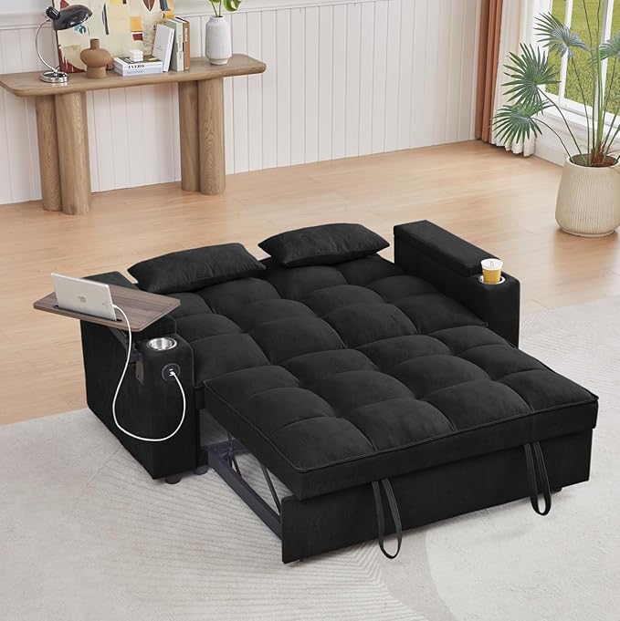 oaaktu 65''Convertible Sleeper Sofa Bed, 3-in-1 Pull Out Couch Bed