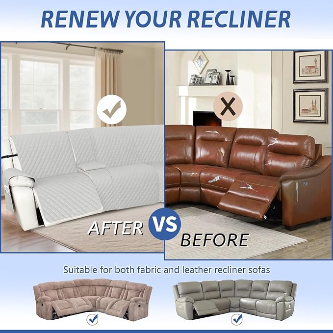 Arfntevss Recliner Sectional Couch Covers 1OO% Waterproof L Shape Sofa Cover