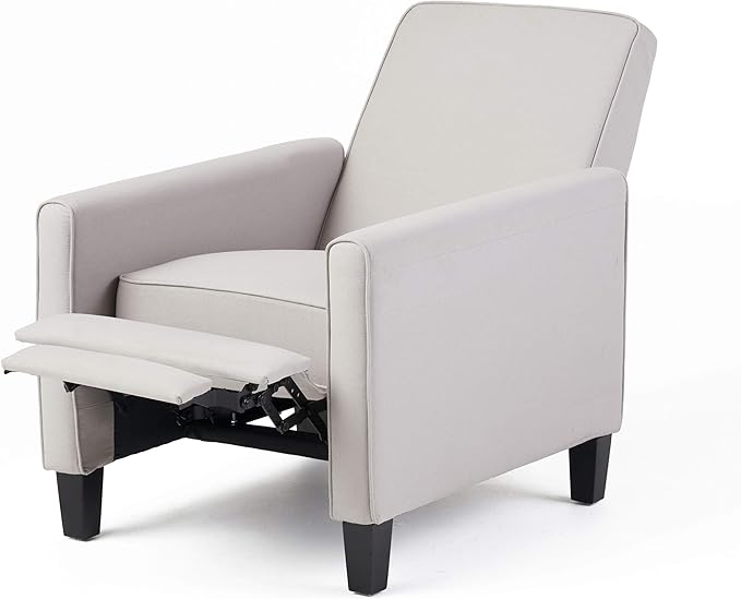Christopher Knight Home Emmie Fabric Recliner, Light Gray, Dark Brown