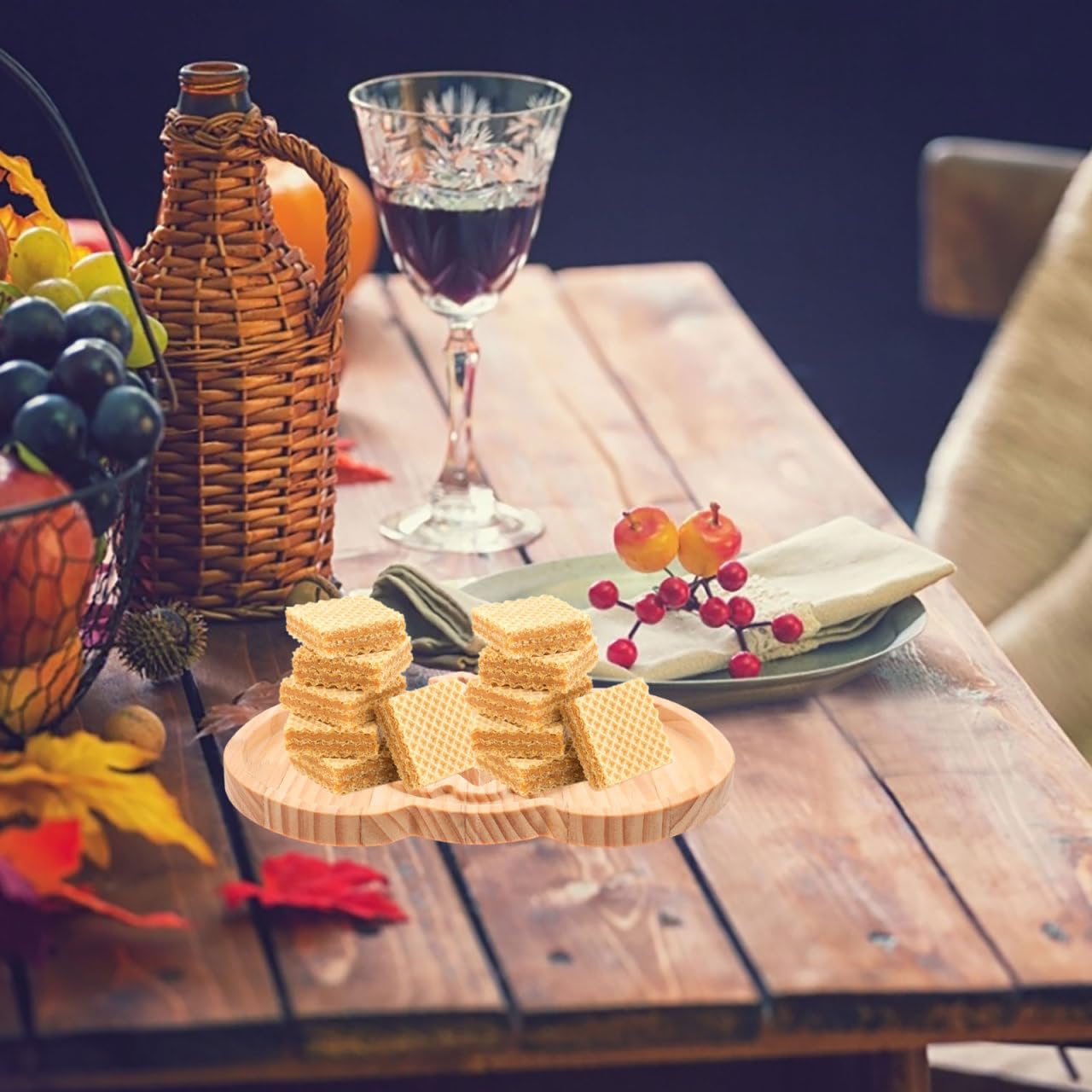 Healifty Halloween Pumpkin Snack Tray Wooden Serving Plate 9.37X8.14 Inch Seasonal Dessert Fruit Candy Appetizer Tray for Kitchen Dining