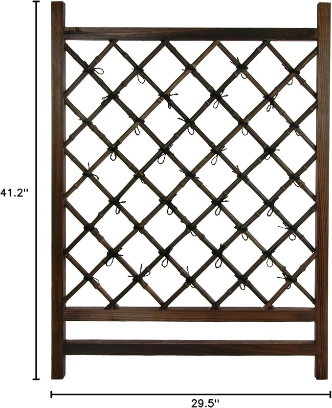 Red Lantern Japanese Wood & Bamboo Fence Section