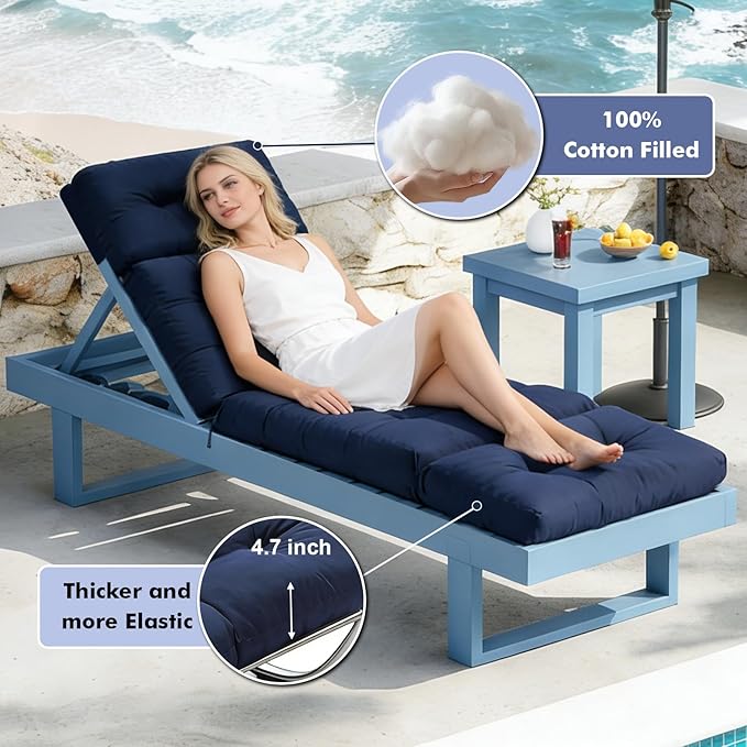Outdoor Chaise Lounge Chair Cushion 74.2 x 22 x 4.7 Inches Thickened 100%