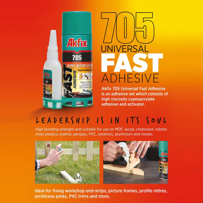 Akfix-GA060 705 Fast Adhesive CA Glue (1.76 oz.) with Activator (6.76 fl oz.) [Clear Super Glue Adhesive and Accelerator Spray] - 3 Pack