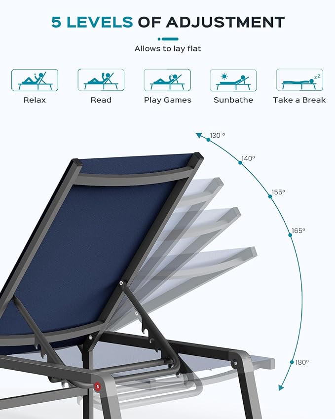Ciokea Patio Chaise Lounge Chair, Foldable Lounge Chair