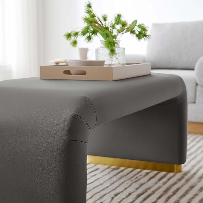 Modway EEI-6735-BRA-STG Koda Performance Velvet Waterfall Ottoman, Brass Storm