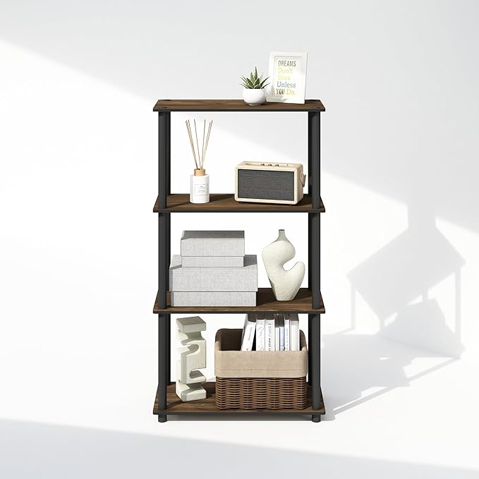 Furinno Turn-N-Tube Book Shelf, 4-Tier Bookshelf, Bookcase