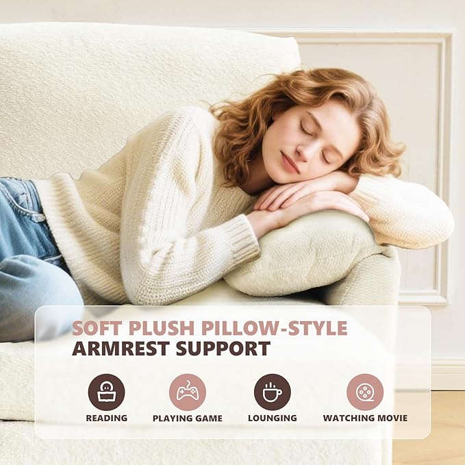 VINGLI Beige Convertible Futon Sofa Bed, Sleeper Sofa
