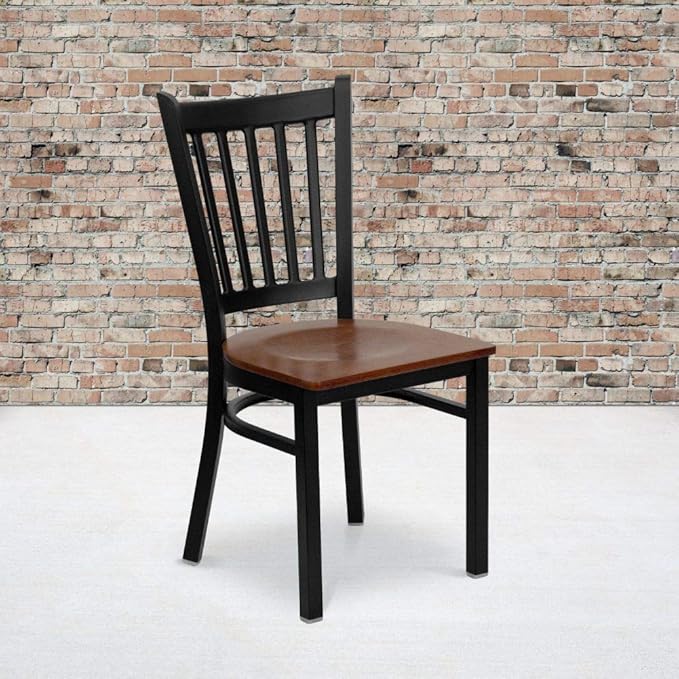 Flash Furniture 4 Pack HERCULES Series Black Vertical Back Metal Restaurant
