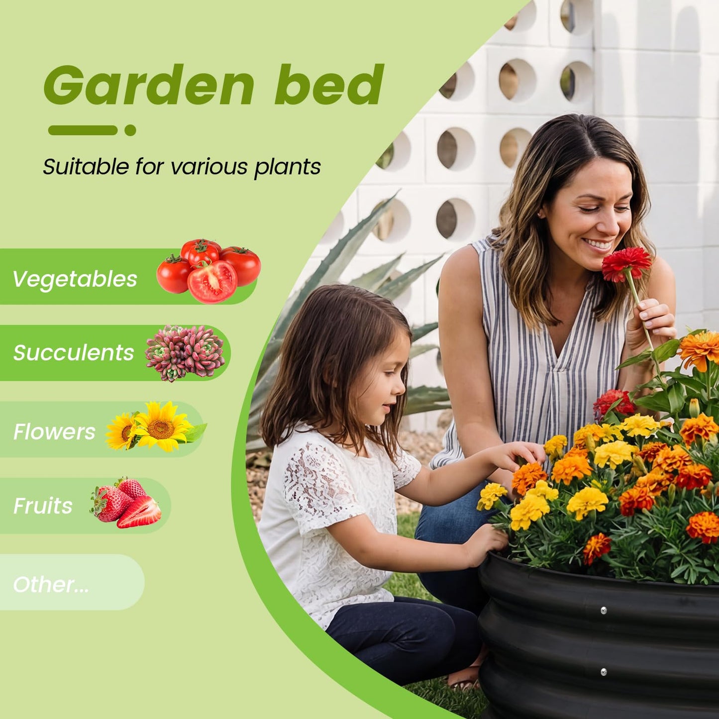 AHEONLAR 3 Pack 2x2x1 ft Round Galvanized Raised Garden Bed Kit Round Metal Flower Box Large Planter Raised Beds Outdoor Garden for Planting,Fruit,Herb Black
