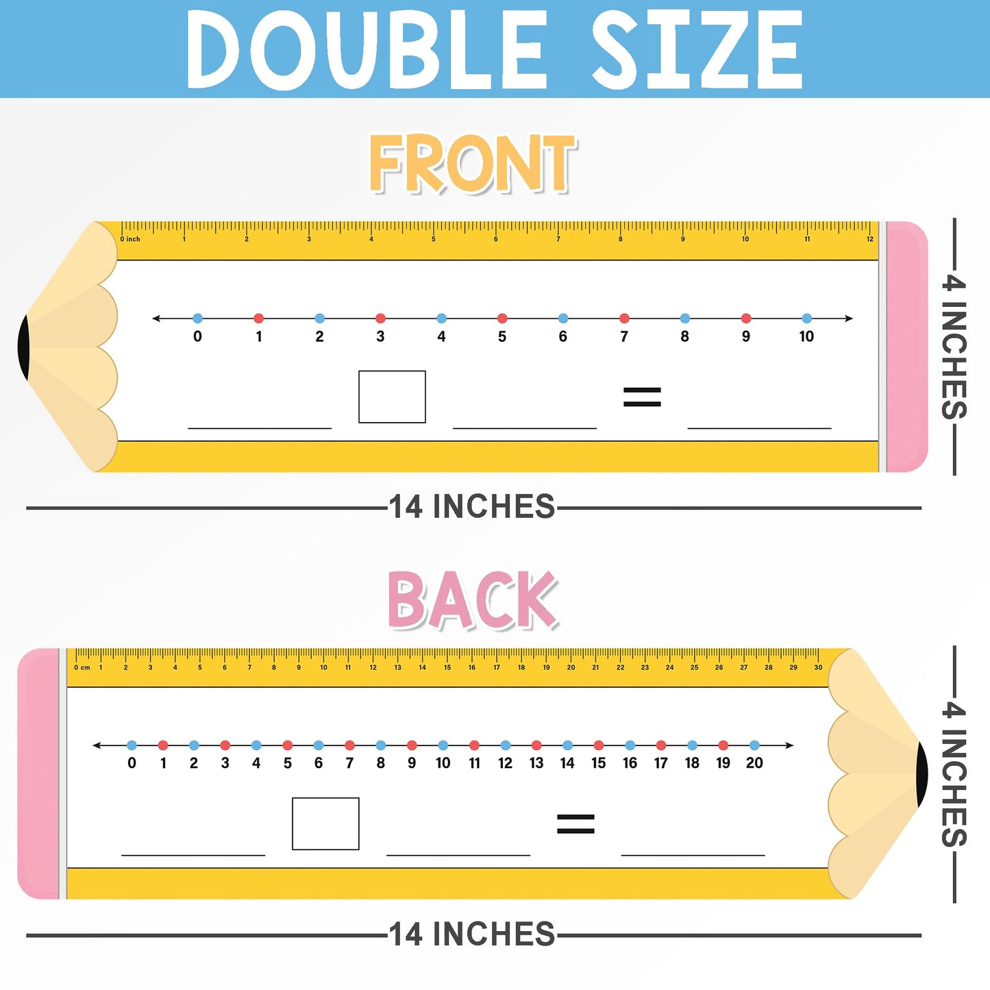 BrightenKidz 26 Pack Pencil Shape Number Line Dry Erase Boards 14"x4" Math Manipulatives for Kindergarten, Students, Classroom Must Haves